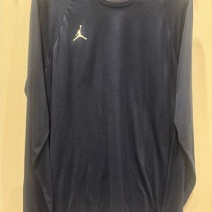 Jordan Men's Navy Dri-fit cotton Long Sleeve Large  Tee